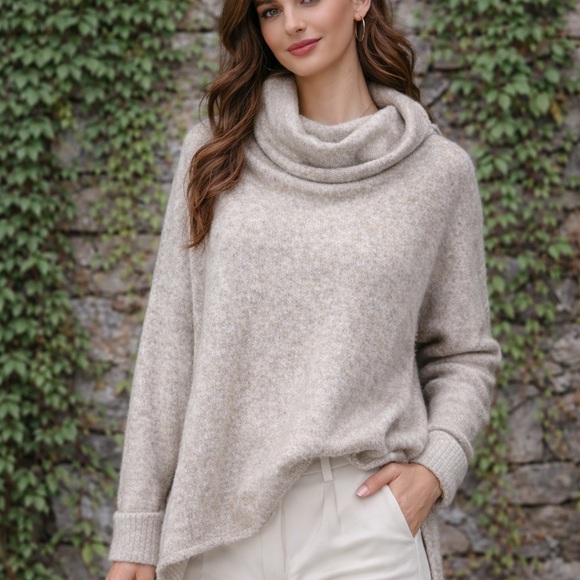 Dreamers By Debut Sweaters - DREAMERS BY DEBUT Cabincore Chunky Beige Cozy Turtleneck Sweater, L